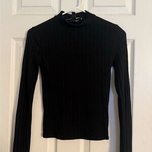 Black Ribbed Long Sleeve Top
